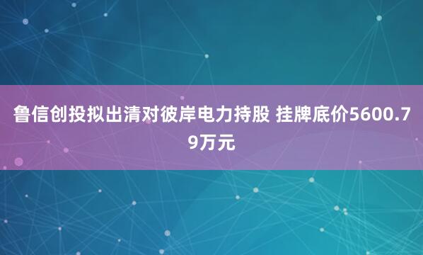 鲁信创投拟出清对彼岸电力持股 挂牌底价5600.79万元